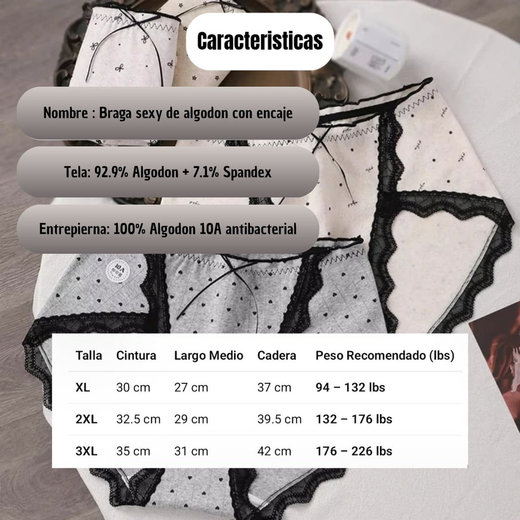 Braga sexy de algodón con encaje